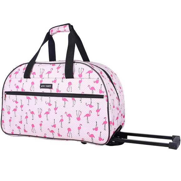 Betsey Johnson Flamingo Strut 22" Rolling Duffle - Picture 1 of 9